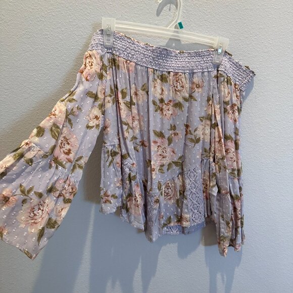 American Eagle Off-The Shoulder Purple Floral Top (M) - Picture 3 of 6